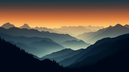 Fototapeta premium Majestic mountains, panoramic peaks PPT background