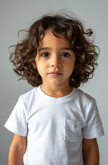 Naklejka premium Childhood Purity: A White T-Shirt Chronicle