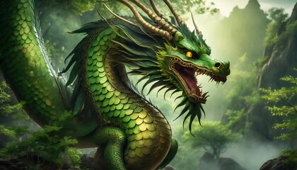 Naklejka na ściany i meble green dragon head