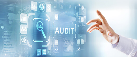 Audit - official financial examination for business as concept on virtual screen.
