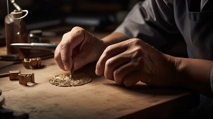 Man Working on Gold Coins