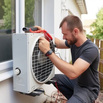 Handyman install a heat pump - heating in a house