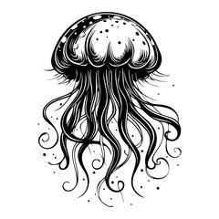 Jellyfish sketch, Hand drawn vector illustration, Sea jellyfish Design elements