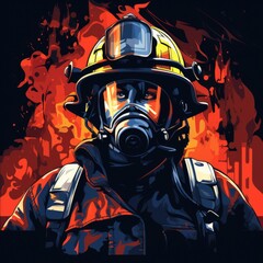 Illustrative vector graphic of fire fighter.