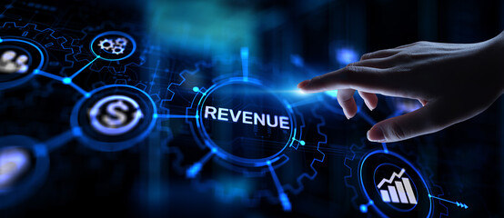 Revenue Increase sales financial growth business concept on virtual screen.