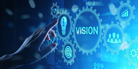 Vision, Business intelligence and strategy concept on virtual screen.