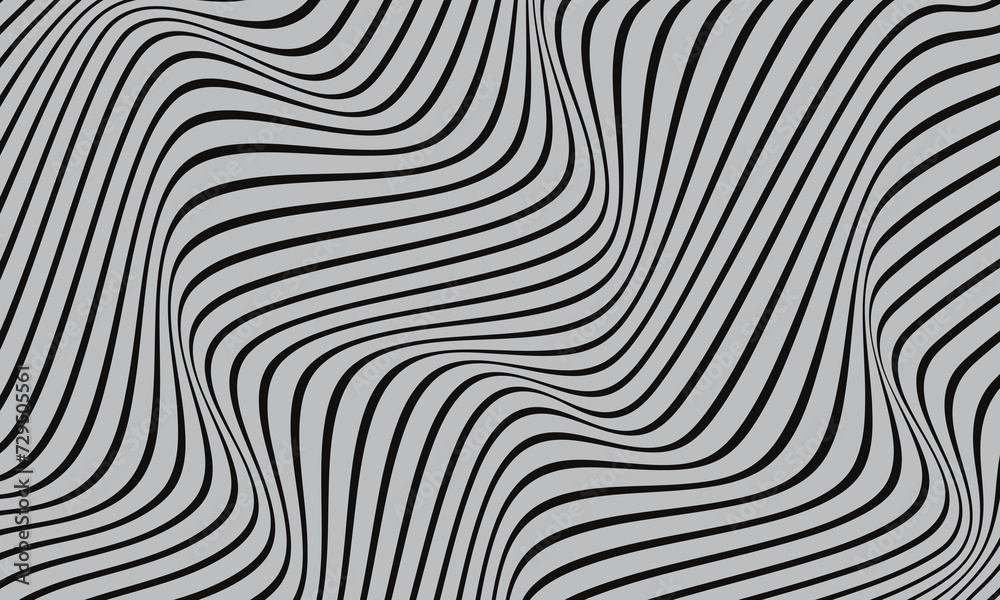 Poster abstract seamless vertical black wave line pattern on grey.