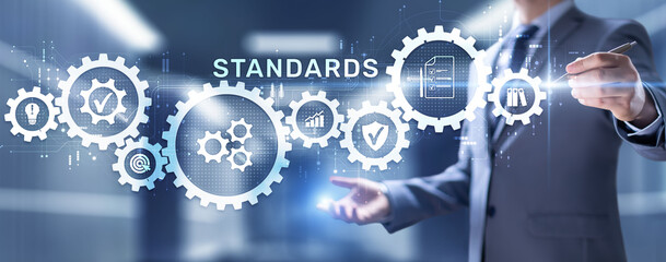 Quality control Assurance Standard iso standardisation certification business technology concept.