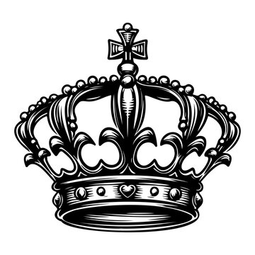 Royal king crown hand drawn sketch Vector illustration