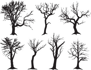 Set Trees. Hand drawn vector illustration	