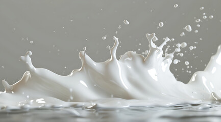 Obraz na płótnie Canvas an upside down milk ripple splashing over a gray back