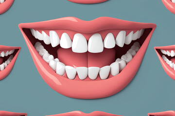 Naklejka premium 3D model of tooth perfect smile on coloured background, screensaver for dentist