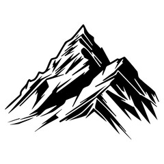 Mountain silhouette vector icon. Rocky peaks, Mountains ranges