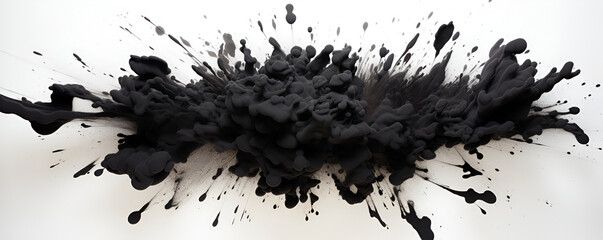 Explosion of black paint on a white background