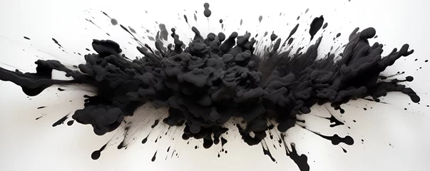 Zelfklevend Fotobehang Explosion of black paint on a white background © MAKSIM MAKSIMOV