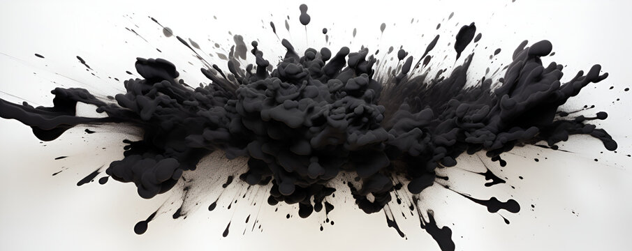 Explosion of black paint on a white background
