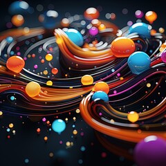 colorful of lines and spheres 3d