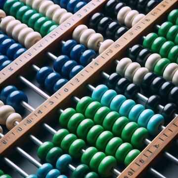 Abacus with green blue white balack beads