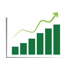 Growing business 3d green arrow with bar chart, Profit arow Vector illustration. Business concept, growing chart. Concept of sales symbol icon with arrow moving up with white background. 