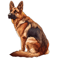 cute German Shepherd Dog, realistic Illustration, Vector Graphic, realistic Style, isolated