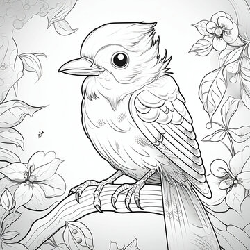 zeichnung, malvorlage, f&uuml;r kinder, vogel, vektor, cartoons, schwarz, wei&szlig;, drawing, coloring page, for kids, bird, vector, cartoons, black, white