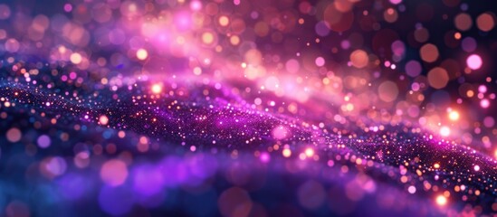 Purple science technology light glowing particles background. AI generated image - obrazy, fototapety, plakaty
