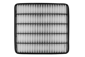 New car air filter element. Car engine air filter isolated on white background. Close-up air filter...