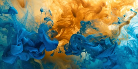 Captivating Abstract Art Featuring Dynamic Gold And Blue Ink Swirls. Сoncept Delicious Food Photography, Stunning Landscape Portraits, Artistic Still Life, Vibrant Street Photography - obrazy, fototapety, plakaty