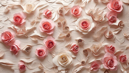 Background decorated with paper roses