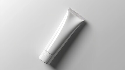 A plain white plastic tube mockup style with a white backdrop for beauty packaging, Generative AI.