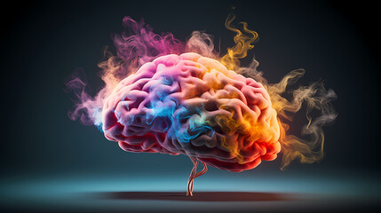 Creative human brain concept, creative light bulb background