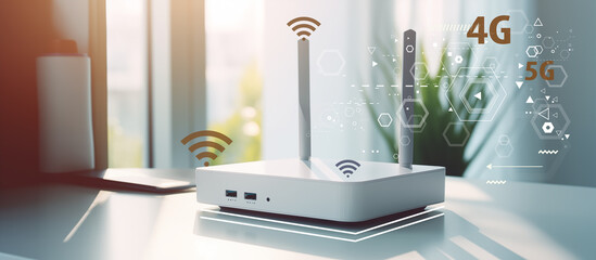 Internet connection with wlan router in home office