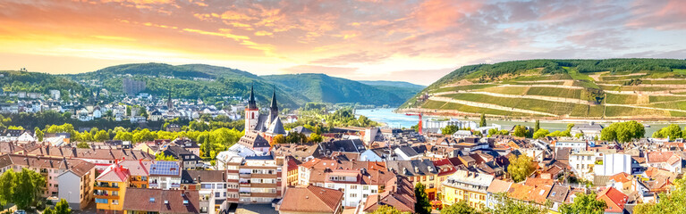 Blick über Bingen am Rhein, Mittelrheintal, Deutschland 