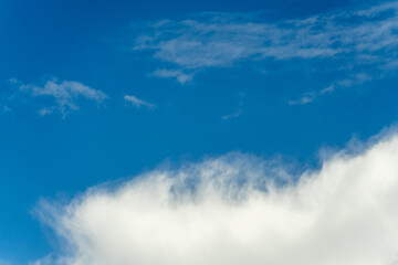 Bright Blue Sky with White Cotton Clouds