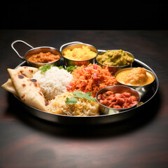 Pure veg indian food plate or thali
