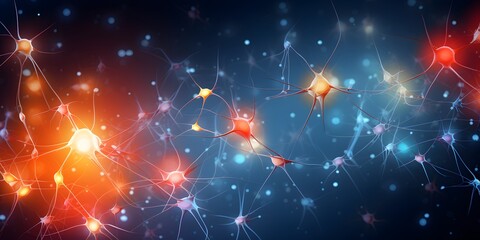 background from network of neural connections of brain,in bright neon colors,concept of scientific research,development of artificial intelligence, psychological research,innovative teaching methods