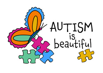 Neuro diversity, autism acceptance. Creative print, banner in a pop art style.