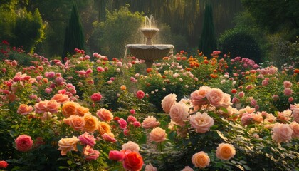 Experience the Serenity of a Colorful Rose Garden - A Delightful Oasis of Natural Elegance and Tranquility