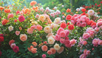 Experience the Serenity of a Colorful Rose Garden - A Delightful Oasis of Natural Elegance and Tranquility