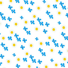 Pattern con fiorellini azzurri e margherite