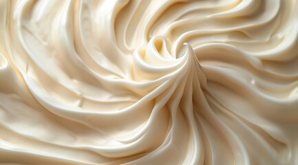 close up of a swirl of white frosting on a beige back - obrazy, fototapety, plakaty
