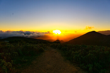 sunset over the mountains in spain