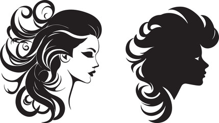 Woman hairstyle bread black silhouette - obrazy, fototapety, plakaty