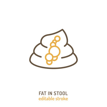 Fat in human stool. Linear icon, pictogram, symbol.