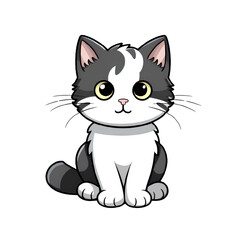 Obraz premium A playful cartoon illustration featuring a cute cat drawn with vibrant colors and charming details