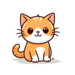 A playful cartoon illustration featuring a cute cat drawn with vibrant colors and charming details