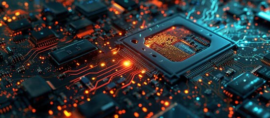 Circuit Computer Processors chip technology. AI generated image