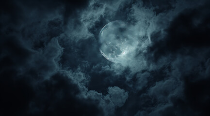 cloudy sky and moon with clouds in