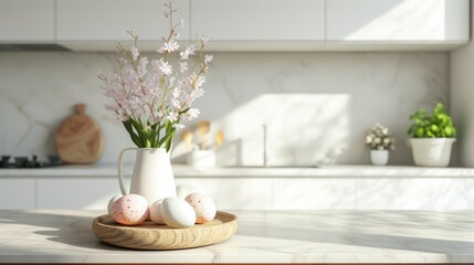 minimal easter decor in the kitchen