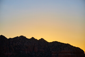 Golden Hour Sunset and Mountain Silhouette in Sedona